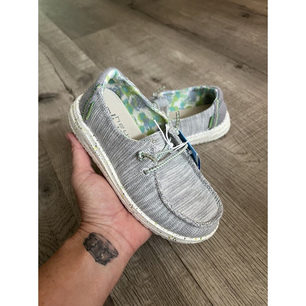 Hey Dude Shoes-Wendy Youth-Stretch Pearl River Grey/Gray -size K11-NEW!